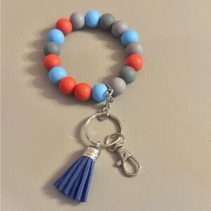 NEW Silicone bead fringe keychain - Ole Miss colors